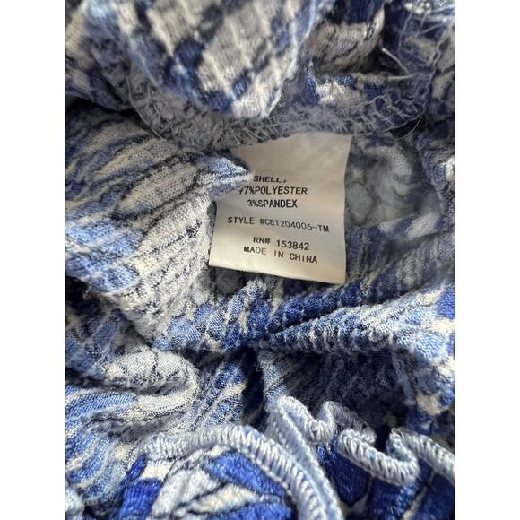 Melloday Women's Smocked Wrap Top Blue Floral Large - Picture 9 of 9